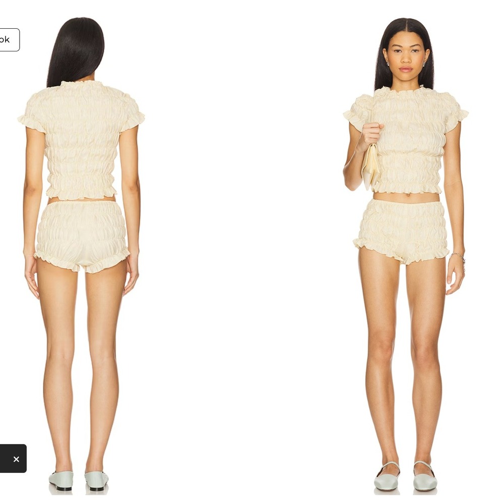 NEW More to Come Ellery Smocked Lounge Set Cream XS Revolve